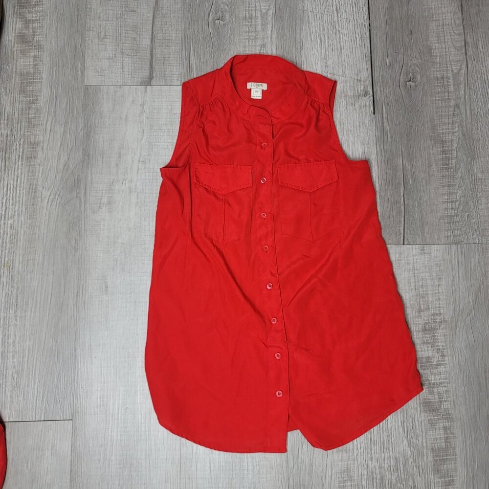 J. Crew Red Factory Draped Women's Pocket Tank Top | Size 00